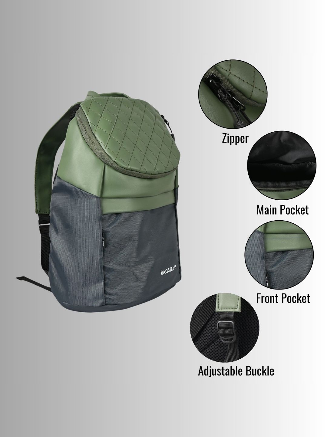 Bagstrapp Green/Grey Mini Backpack