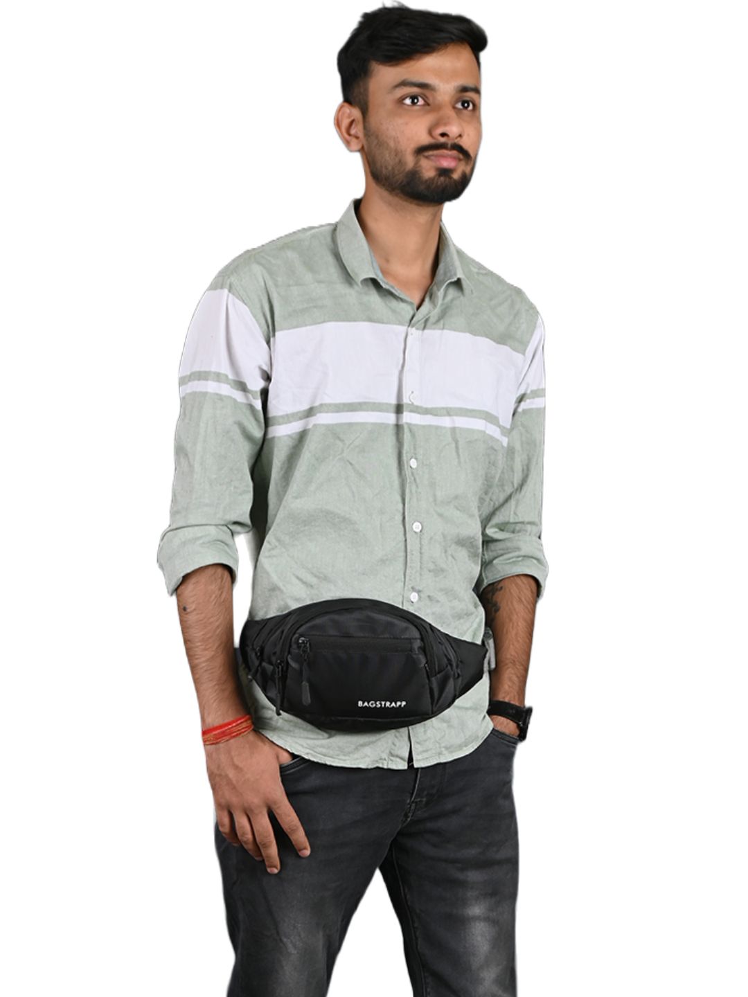 Bagstrapp Unisex Black/Grey Solid Waist Bag